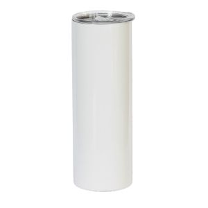 Sublimation Tumbler White Stainless Steel with Straw & Rubber Case 20 oz 600ml