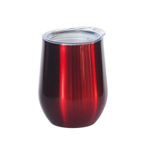 Egg Mug Double Walled Metallic Red Stainless Steel 12oz 360ml