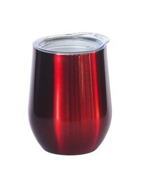 Egg Mug Double Walled Metallic Red Stainless Steel 12oz 360ml