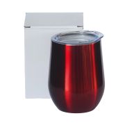 Egg Mug Double Walled Metallic Red Stainless Steel 12oz 360ml