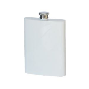 White Stainless Steel Hip Flask 6oz 180ml