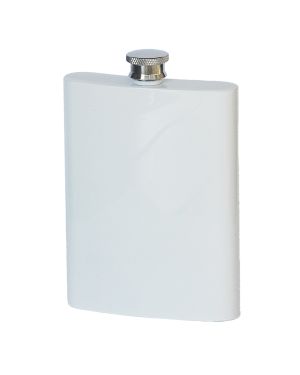 White Stainless Steel Hip Flask 6oz 180ml
